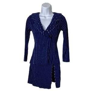 Dance blazer & skirt navy pinstripe w/ rhinestone